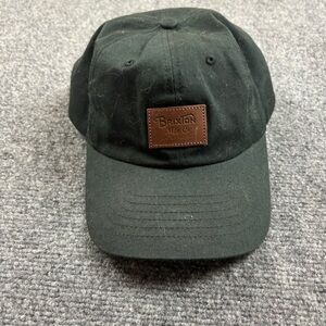 BRIXTON black w/Brown leather patch adjustable baseball cap hat One size
